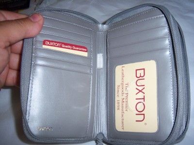 Buxton double ziparound Wallet,Platinum  