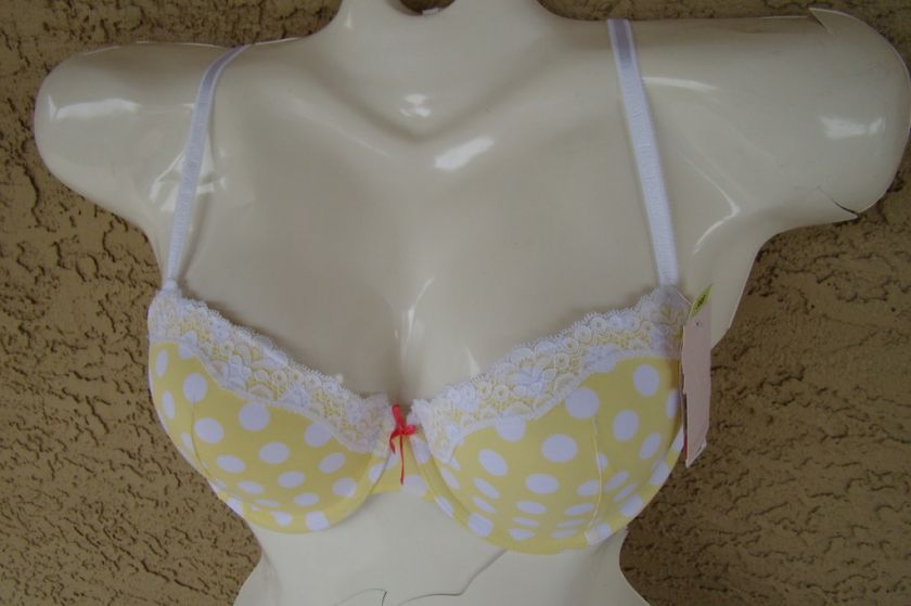 NWT Cabernet Bra Yellow Polka Dot Padded Underwir 42DDD  