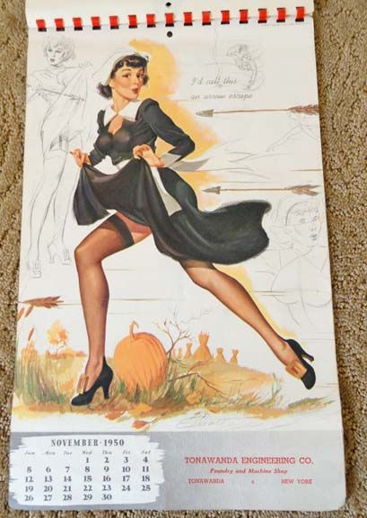 1950 Original Pin Up Calendar By Elliott  