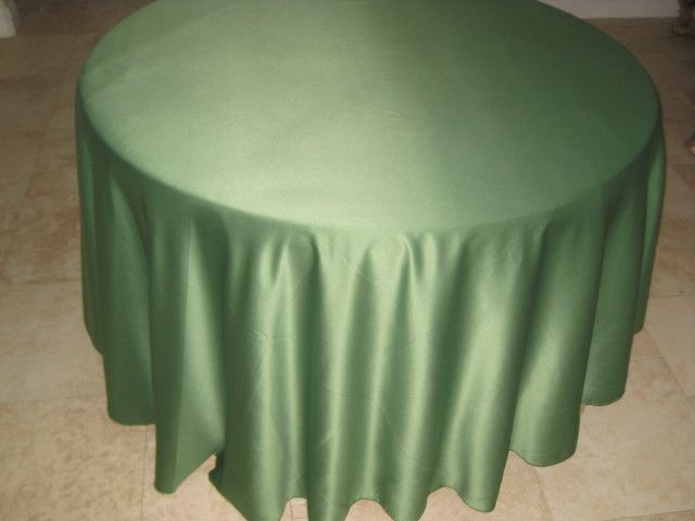 10 CLOVER GREEN SATIN 120 IN ROUND TABLECLOTHS WEDDING  