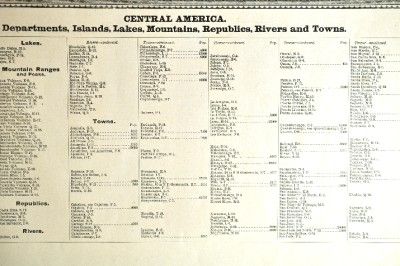 Rand McNally 1890 Map/Central America 12.75 X 10  