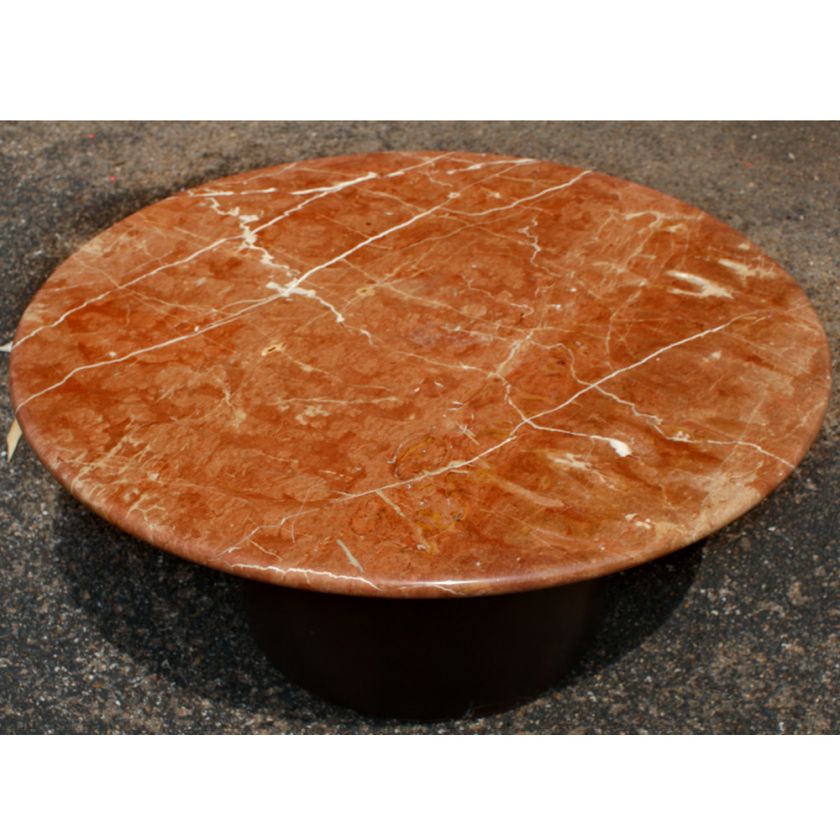3Ft Vintage Marble Round Coffee Table Wood Pedestal Base  