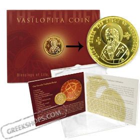 Official Greek Vasilopita Coin with Collectors Case & Recipe  