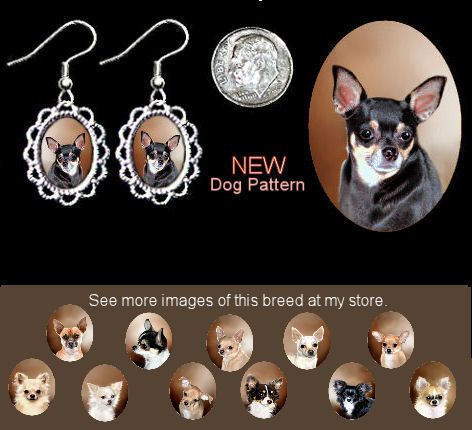 Chihuahua Smooth Black and Tan DOG Earrings JEWELRY  