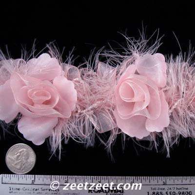 LT. PINK~OUTRAGEOUS FLORAL~Organdy Flower Organza Trim  