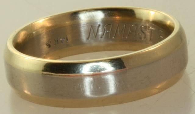   white two tone mens wedding band ring estate vintage 8.4g  