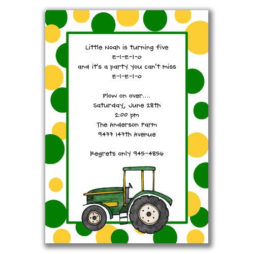 Barnyard Tractor Invitations Farm Hayride Birthday  