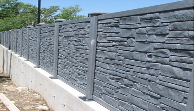 BLACK GRANITE Rockwall Fence Simulated Stone Fencing  