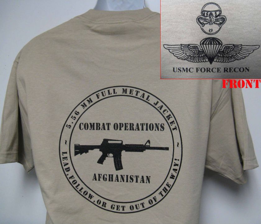 USMC FORCE RECON T SHIRT/ AFGHANISTAN OPS T SHIRT/ MCD  