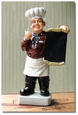   CHALKBOARD statue w hat apron funny face chalk board kitchen decor