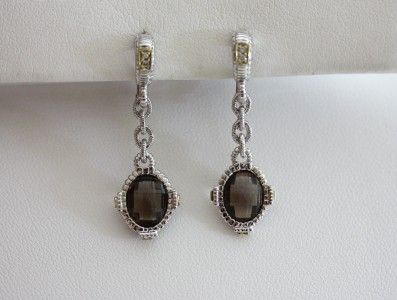 Judith Ripka Sterling Silver & 18K Smokey Quartz Arielle Drop Earrings 