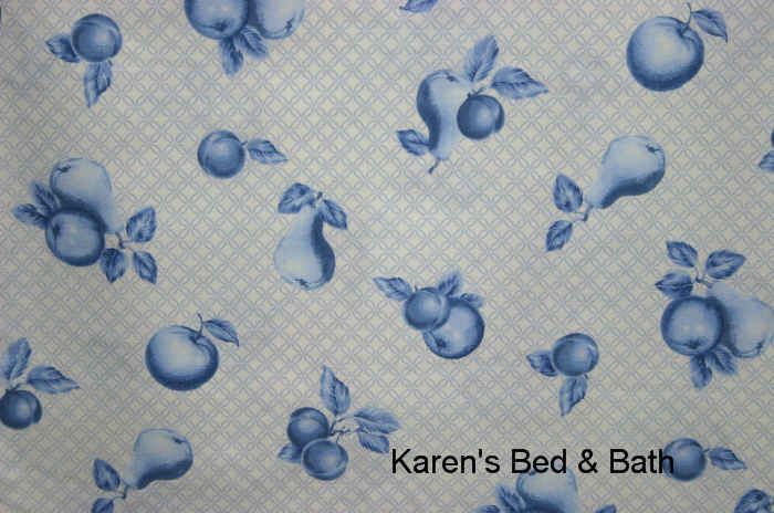 Blue Fruit Apples Pear Cherry Kitchen Curtain Valance  