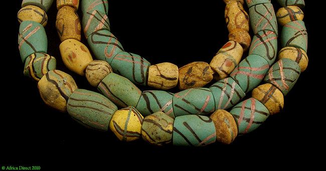 Akosu/Akoso Beads Green Large Superb African  