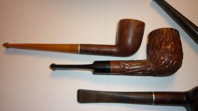 Vintage Pipe Collection Lot 6 nice old Pipes & Stand  