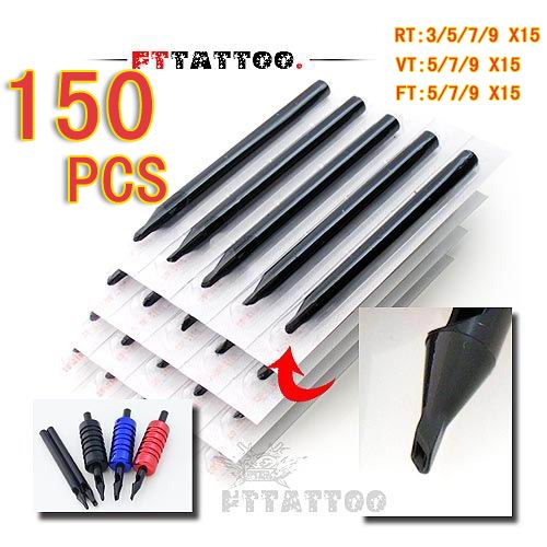   Long Black Disposable Tattoo Tip Tubes Nozzles for Needles Grip  