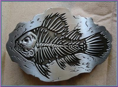 BRAND NEW FISH FOSSIL BODY OLD BONES SKULL BELT BUCKLE  