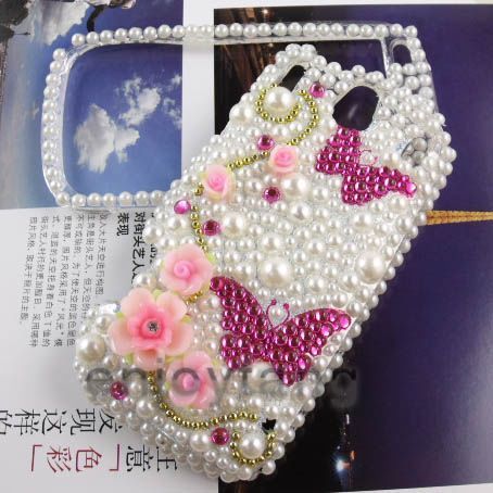 New Bling Butterfly White Pearl Cover case fr Palm PIXI  