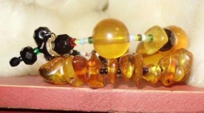 SPIRAL WRAP BRACELET VINTAGE AMBER GLASS BEADS  