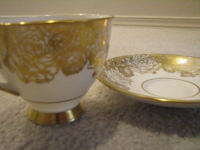 ROYAL STAFFORD GOLDEN Bouquet TEA CUP & SAUCER w/GOLD  