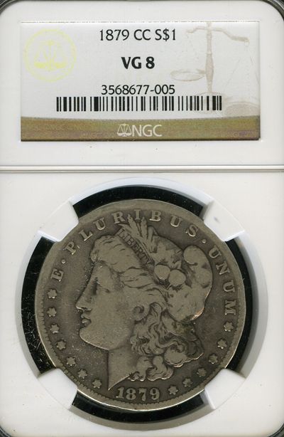 1879 CC NGC VG 8 MORGAN SILVER DOLLAR S$1 FD92  