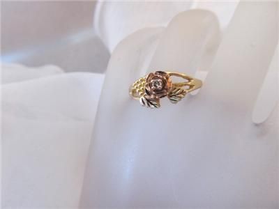 Vintage Antique 10K 12K Black Hills Gold Diamond Ring Size 6.25  