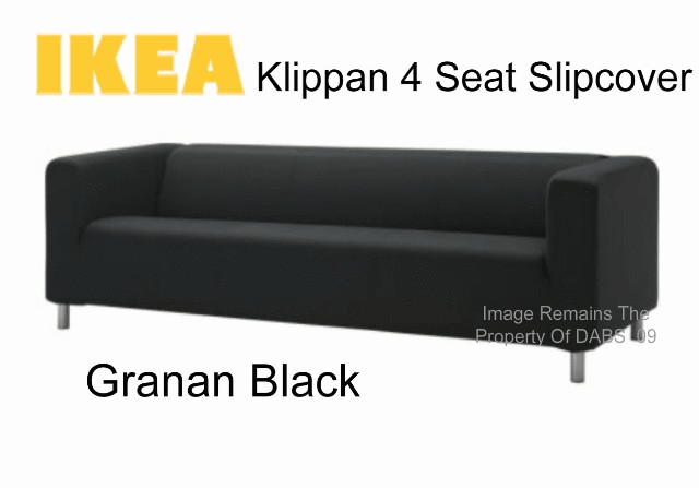 IKEA Klippan 4 Seat Sofa Removable Slip cover In Granan Black  