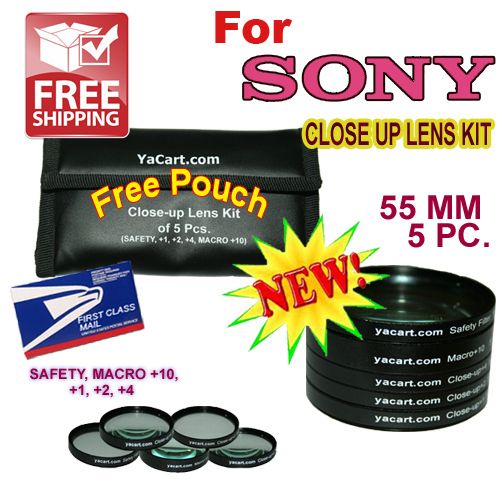 55mm 5Pc CLOSE UP MACRO LENS KIT SONY ALPHA DSLR A230L  