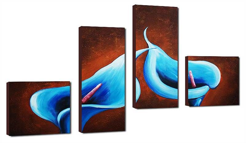 Large Wall Decor   Hand Painted Sing the blues 4 Piece Canvas Art 