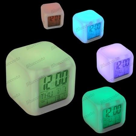 Digital Alarm Clock and Temp Glowing LED Change 7 Color  