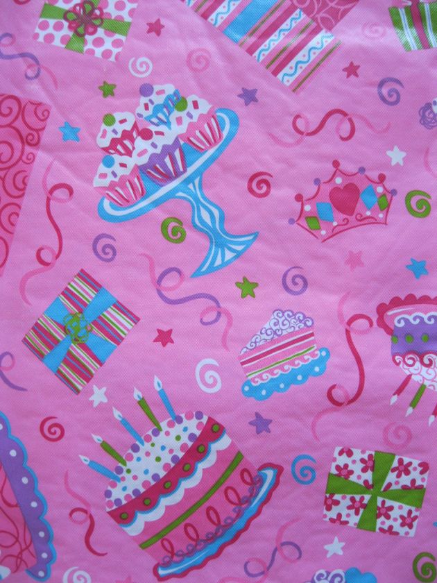 PRINCESS HAPPY BIRTHDAY ★ Pink VINYL Tablecloth Cake Crowns Cupcakes 