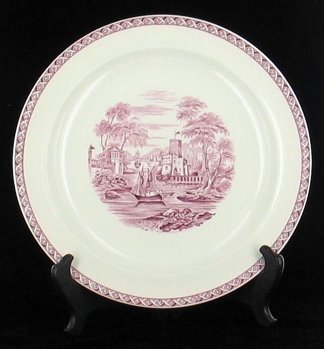 ANTIQUE WEDGWOOD LUGANO MULBERRY PURPLE DINNER PLATE  