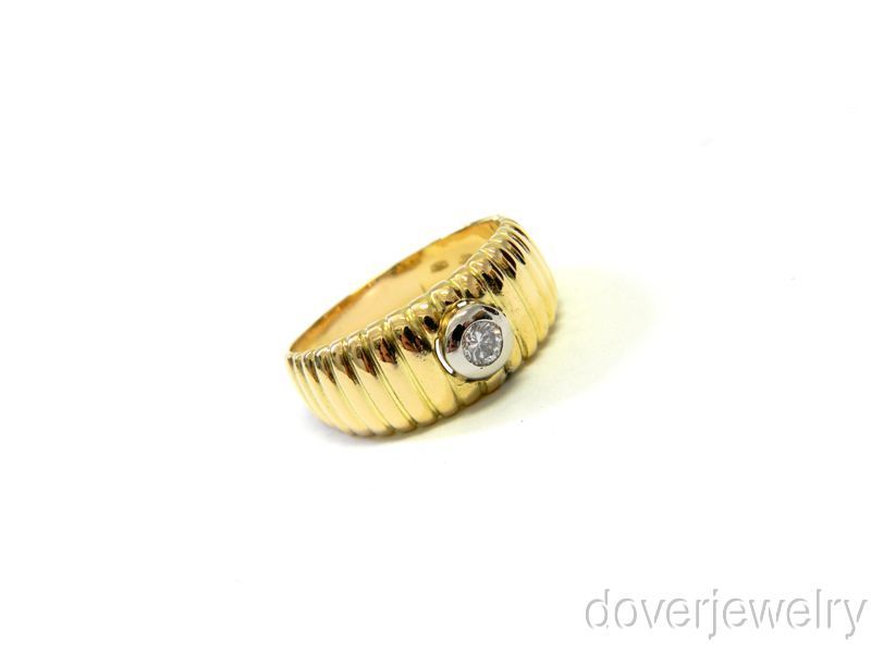 Estate Diamond 18K Gold Wide Heavy Band Ring NR  